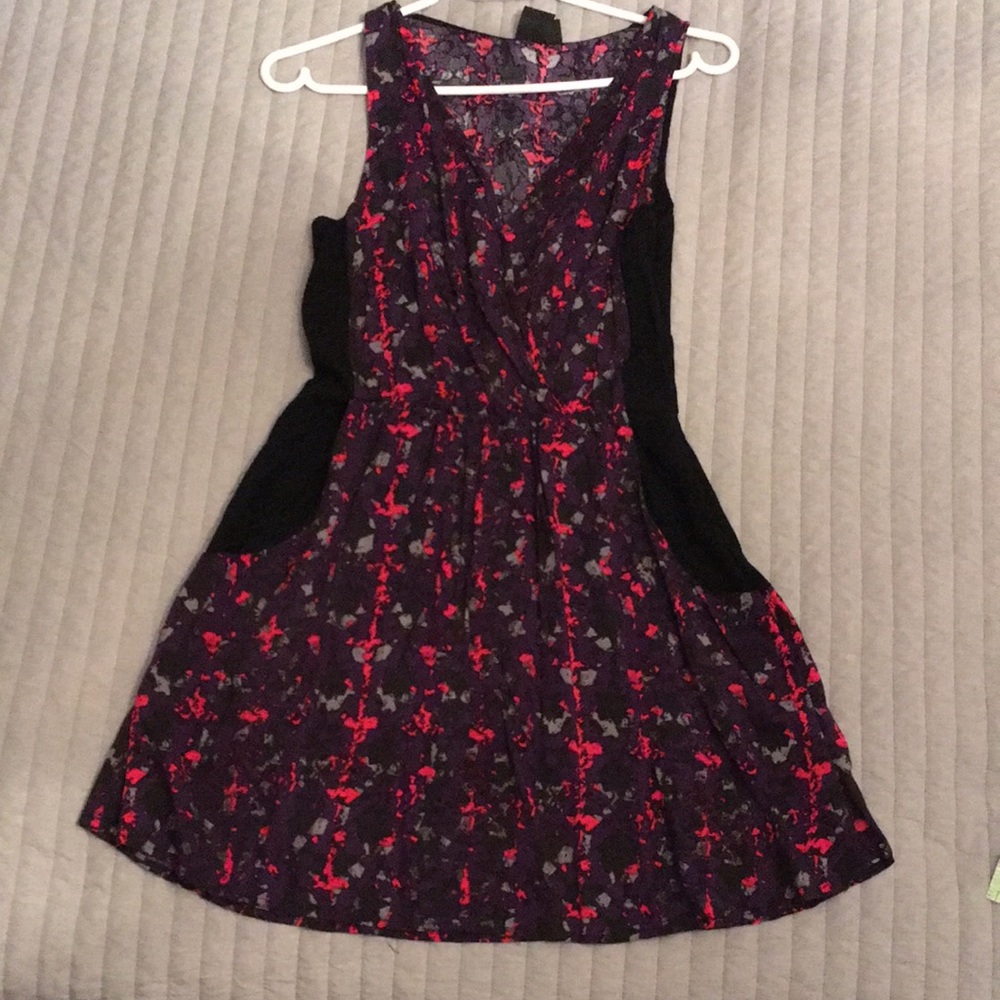 Mini Dress with VNeck and Illusion Waist